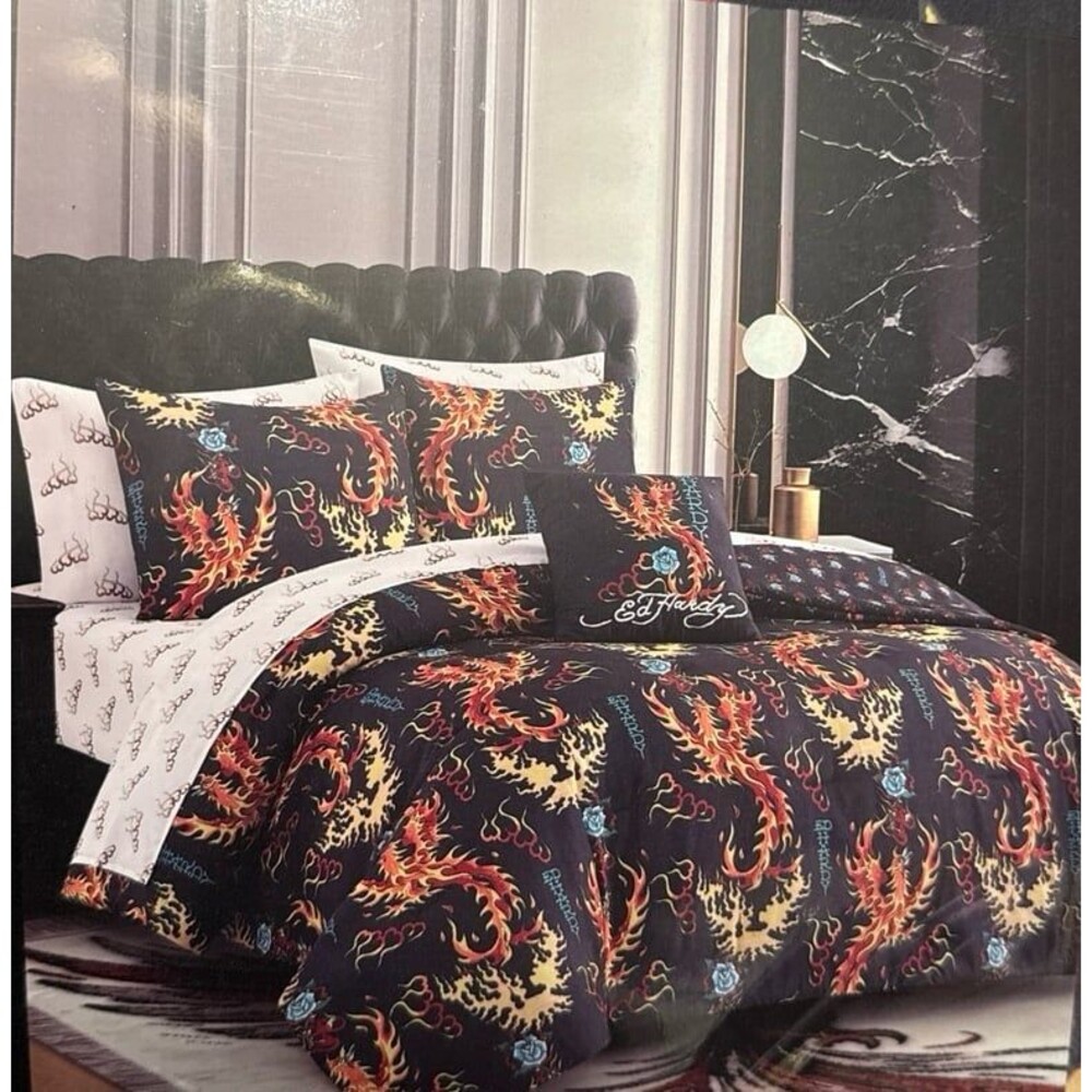 Viral Ed Hardy Comforter Set, Cal King
